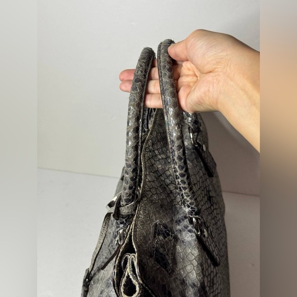 Michael Kors Large Hamilton Python-Print Leather Tote Shoulder Satchel Bag - Picture 4 of 12